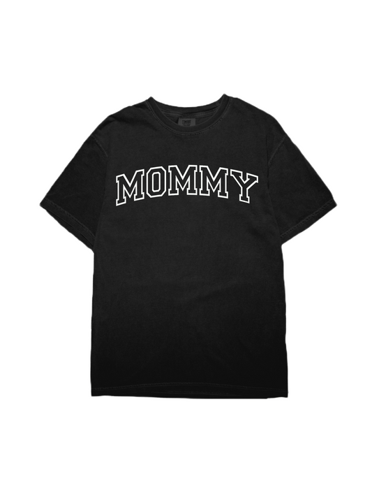 Varsity Mommy-Adult Distressed Black