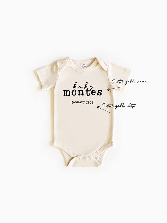 Baby Announcement Name & Date -Organic Natural