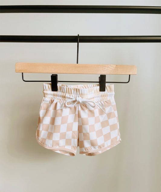 Oat Checkered Unisex Swimmers