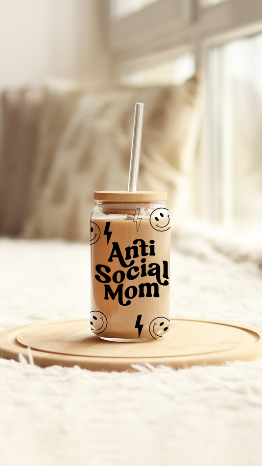 Anti Social Mom-Glass Tumbler