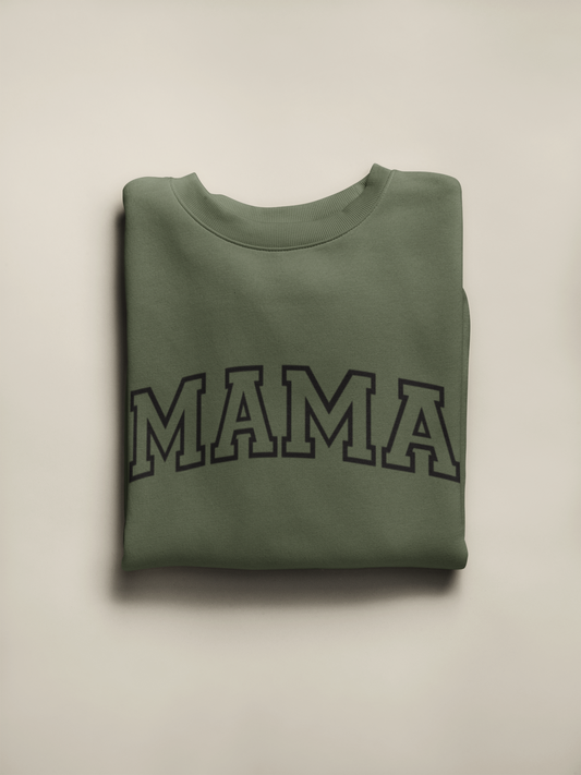 MAMA-Embroidered Crewneck Olive Green