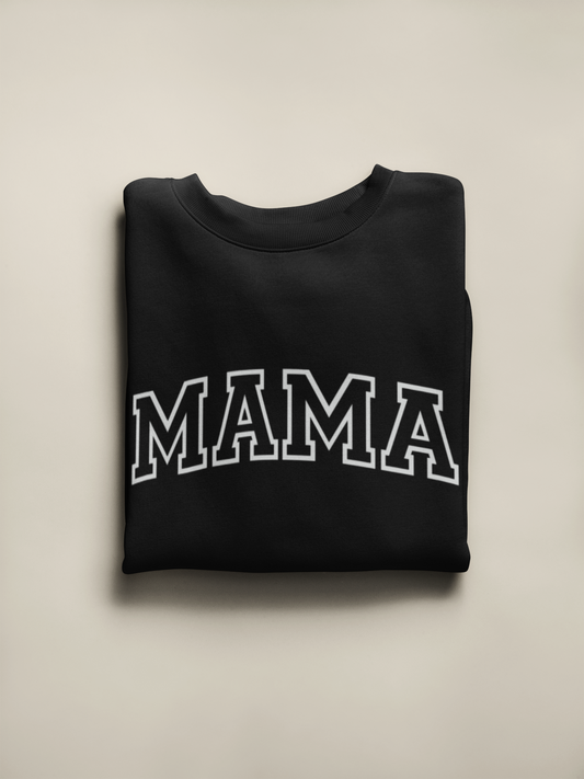MAMA-Embroidered Crewneck Black